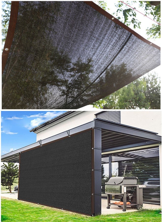 لاسولا شراع شمسي، مظلة مستطيلة، شراع شمسي، شبكة غطاء قماش تظليل 4 × 6 متر مع حلقات حماية من الشمس للحديقة، غطاء شبكي للتظليل من القماش لنباتات الحدائق الدفيئة، شبكة قماشية للحماية من الشمس (أسود) - Image 3